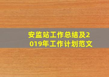 安监站工作总结及2019年工作计划范文