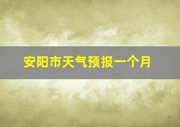 安阳市天气预报一个月