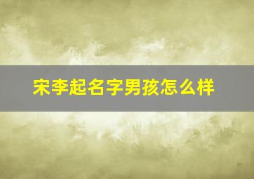 宋李起名字男孩怎么样