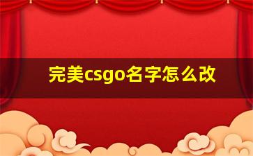 完美csgo名字怎么改