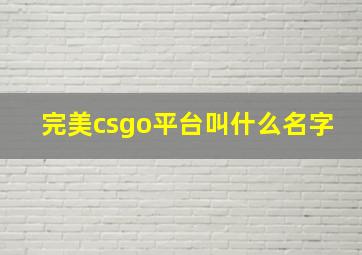 完美csgo平台叫什么名字