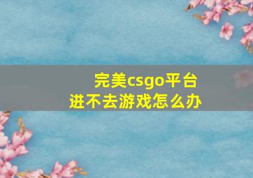 完美csgo平台进不去游戏怎么办