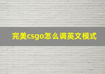 完美csgo怎么调英文模式