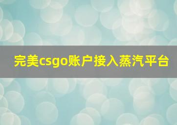 完美csgo账户接入蒸汽平台