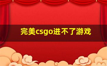 完美csgo进不了游戏