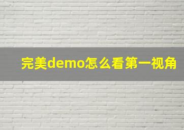 完美demo怎么看第一视角