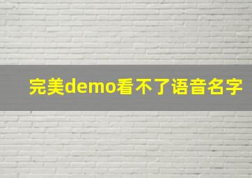 完美demo看不了语音名字