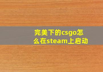 完美下的csgo怎么在steam上启动