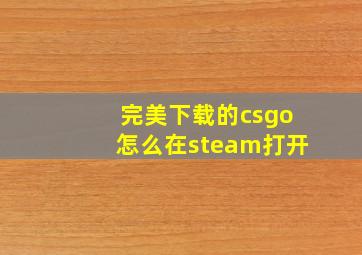 完美下载的csgo怎么在steam打开