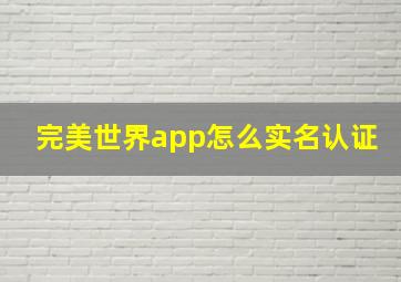 完美世界app怎么实名认证