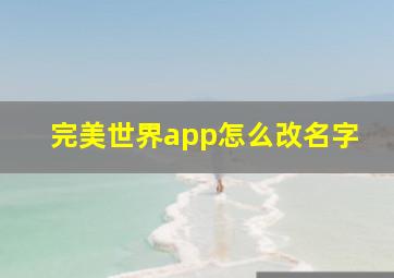 完美世界app怎么改名字