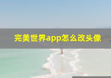 完美世界app怎么改头像