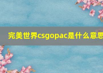 完美世界csgopac是什么意思