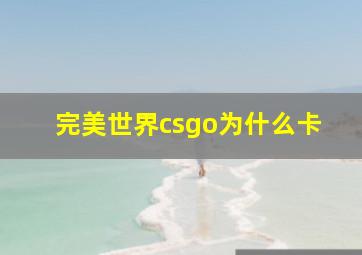 完美世界csgo为什么卡