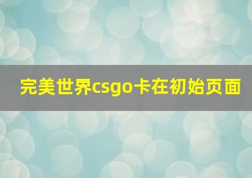 完美世界csgo卡在初始页面