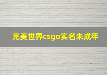 完美世界csgo实名未成年