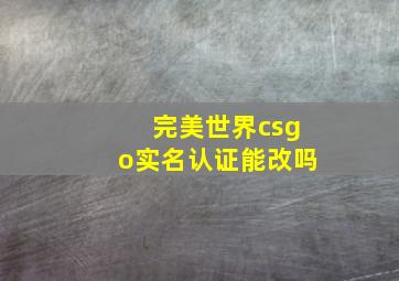 完美世界csgo实名认证能改吗