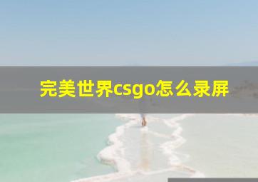 完美世界csgo怎么录屏