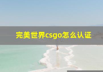 完美世界csgo怎么认证