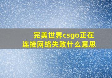 完美世界csgo正在连接网络失败什么意思