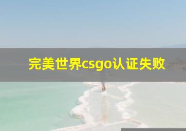 完美世界csgo认证失败