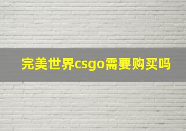 完美世界csgo需要购买吗