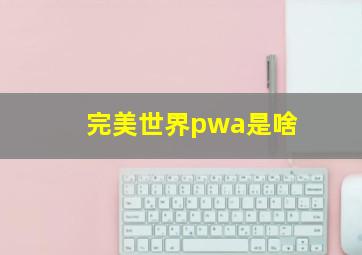 完美世界pwa是啥