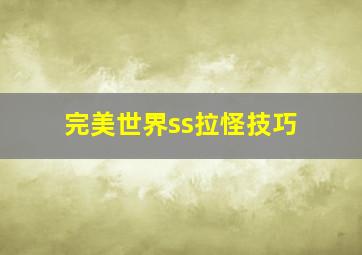 完美世界ss拉怪技巧