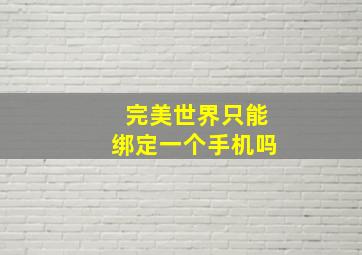 完美世界只能绑定一个手机吗