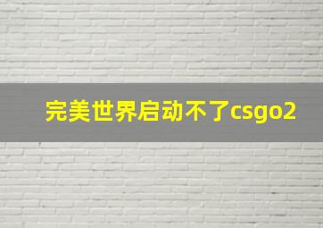 完美世界启动不了csgo2