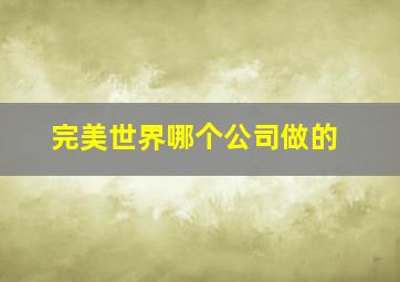 完美世界哪个公司做的