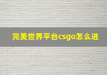 完美世界平台csgo怎么进