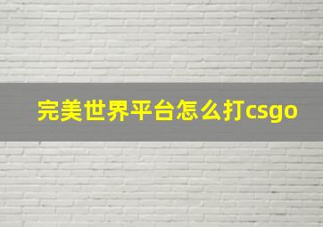 完美世界平台怎么打csgo