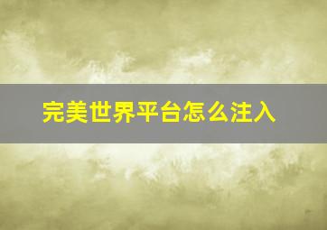 完美世界平台怎么注入