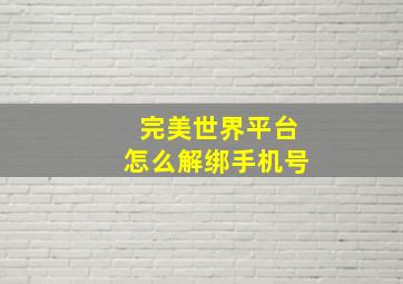 完美世界平台怎么解绑手机号