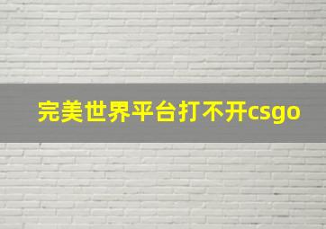 完美世界平台打不开csgo