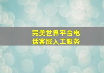 完美世界平台电话客服人工服务