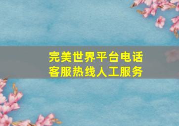 完美世界平台电话客服热线人工服务