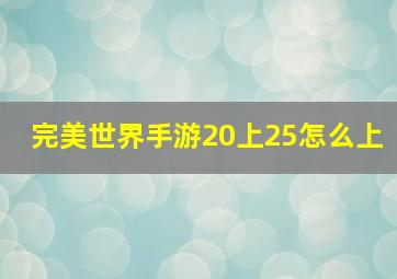 完美世界手游20上25怎么上