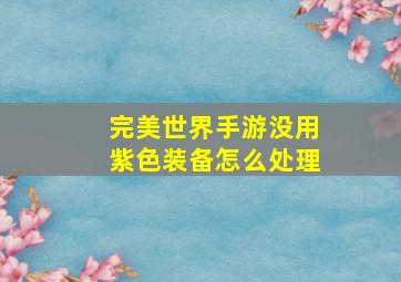 完美世界手游没用紫色装备怎么处理