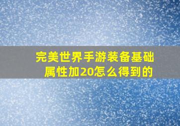 完美世界手游装备基础属性加20怎么得到的