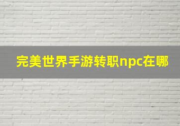 完美世界手游转职npc在哪