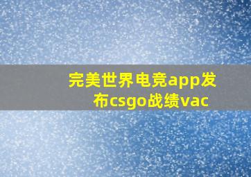 完美世界电竞app发布csgo战绩vac