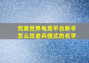 完美世界电竞平台新手怎么改老兵模式的名字