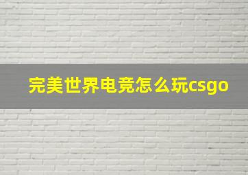 完美世界电竞怎么玩csgo