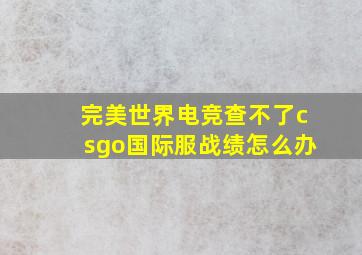 完美世界电竞查不了csgo国际服战绩怎么办