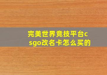 完美世界竞技平台csgo改名卡怎么买的