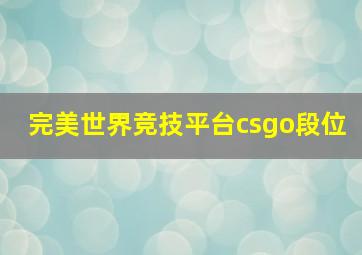 完美世界竞技平台csgo段位