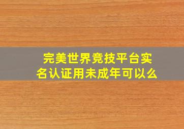 完美世界竞技平台实名认证用未成年可以么