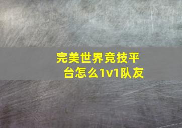 完美世界竞技平台怎么1v1队友